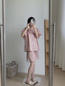 族瑪士高級感純棉睡衣女士2026新款夏季短袖短褲長(cháng)褲夏天全棉家居服套裝 S85189#短袖短褲-風(fēng)鈴粉 M 【建議105-125斤穿/158-165cm】 曬單實(shí)拍圖