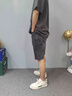 KILO METERS牛仔褲男2025夏季合體直筒彈力牛仔五分褲男KM男裝藍灰色29 曬單實拍圖
