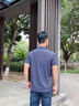 羅蒙（ROMON）T恤男士短袖POLO領(lǐng)無(wú)痕冰絲防曬上衣彈力休閑戶(hù)外打底衫19灰藍XL 曬單實(shí)拍圖