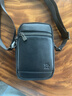 哥比亞保羅斜挎包男士單肩包迷你休閑便攜手機包男款通勤潮包新款真皮小背包 黑色 曬單實(shí)拍圖