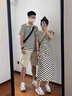 GUYN小眾設計感情侶裝夏季2025韓版短袖T恤女連衣裙法式一裙一衣ins潮 女連衣裙 均碼 S 曬單實拍圖
