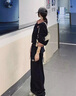 溫格芳學(xué)院風(fēng)衛(wèi)衣運動服套裝女2025春秋新款韓版寬松休閑時尚炸街兩件套 藏青色衛(wèi)衣+藏青色褲子 M 曬單實拍圖