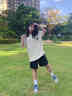 MLBNYWY&NY夏季高級滌綸圓領(lǐng)休閑短袖寬松爆款學(xué)院百搭上衣短款商務(wù)T恤 潮牌T恤-杏色 M 建議90-130斤 曬單實(shí)拍圖