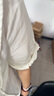 范思藍恩清風落日復古通勤翻領(lǐng)休閑短袖襯衫夏裝韓版寬松棉麻襯衣 米白色 S 曬單實拍圖
