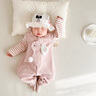 班喜迪嬰兒衣服秋裝嬰幼兒連體衣寶寶超萌可愛外出服背帶褲套裝春秋爬服 粉色 66 曬單實(shí)拍圖