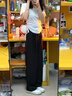魯雅爾韓版潮流闊腿休閑褲女夏季新款寬松顯瘦直筒長褲百搭垂感西裝褲子 黑色 M 曬單實拍圖