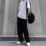 皮爾卡丹（pierre cardin）高級冰絲休閑褲男士夏季薄款寬松直筒闊腿夏天褲子垂墜感西裝西褲 818黑色 XL 曬單實(shí)拍圖