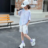女童吸濕速干高彈力運動套裝2025夏季新款兒童暈染漸變短袖兩件套 白色 套裝（短袖+短褲） 170 （建議160以內） 曬單實拍圖