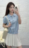 Polo Ralph Lauren拉夫勞倫SS25短袖紐扣式開(kāi)襟針織衫女士藍色 藍色 XS 曬單實(shí)拍圖