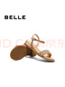 百麗（Belle）度假風(fēng)一字帶涼鞋女2025夏新商場(chǎng)同款水鉆面涼鞋3CQ36BL5 杏色 36 (230mm) 曬單實(shí)拍圖