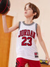 Jordan耐克AJ兒童背心 Nike23號男童籃球服夏季透氣無袖T恤  純白色 曬單實拍圖