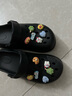 名創(chuàng)優(yōu)品（MINISO）洞洞鞋女款2025新款eva防滑防臭沙灘鞋增高涼拖鞋女夏季外穿 黑色+可愛怪獸 38-39 曬單實(shí)拍圖