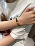 中國黃金（CHINA GOLD）黃金六字真言手鏈男女款足金箴言轉(zhuǎn)運珠編織手繩生日禮物送男友 【今/次日達】六字真言手鏈【黑繩】約0.5g 曬單實拍圖