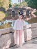 旻勝【兩件套】女童新中式漢服套裝國風(fēng)古裝日常公主裙演出服生日禮物 粉色130碼【胸圍76cm/腰圍51cm】 曬單實(shí)拍圖