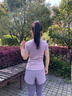 PHIGEER健身衣服女2025新款網(wǎng)孔透氣短袖瑜伽服高端專(zhuān)業(yè)跑步速干運動(dòng)套裝 粉紫兩件套（紫褲） M 【推薦90-108斤】 曬單實(shí)拍圖