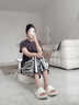 安之伴【巨好睡】情侶睡衣夏季涼感彈彈棉愛心印花休閑寬松男女家居服 鯨灰 女 M 曬單實拍圖