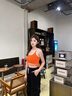KAMA卡瑪無(wú)袖背心夏季女冰絲辣妹吊帶衫慵懶透氣馬甲顯瘦修身拉鏈坎肩 橙色 M 曬單實(shí)拍圖