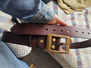 適上（FITUPON）加厚頭層牛皮皮帶男真皮線(xiàn)切銅扣針扣褲帶腰帶休閑手工復古無(wú)夾層 4mm厚度-咖啡色 120cm 曬單實(shí)拍圖