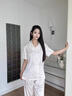 莫代爾輕奢優(yōu)選冰絲睡衣女春秋季新款春秋長袖網(wǎng)紅睡袍家居服三件套睡衣 虞美人三件套 長袖 L 【建議體重105-125斤】 曬單實拍圖