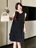 蔻伊婭（Kouyiya）品牌女裝新品連衣裙女裝2025夏季新款女裝氣質(zhì)名媛無(wú)袖背心連衣裙 黑色 S 曬單實(shí)拍圖