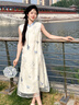 初蟬衣事新中式國(guó)風(fēng)連衣裙女2025夏新款優(yōu)雅高端氣質(zhì)精致立體繡花斜襟長(zhǎng)裙 湖白 S （預(yù)定） 曬單實(shí)拍圖