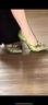 Lily Wei【半夏】國(guó)風(fēng)淺口氣質(zhì)高跟鞋舒適一腳蹬單鞋大碼 綠色【跟高10cm】 36 曬單實(shí)拍圖