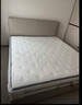 喜臨門真皮雙人大床現(xiàn)代簡約風(fēng)主臥臥室婚床家具 暖暖[床架] 象牙白+白騎士plus床墊 1.8*2米 曬單實拍圖