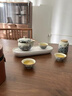 唐豐青花汝窯旅行茶具套裝一壺三杯帶茶盤戶外便攜式泡茶快客杯一人飲 蝶語荷韻手抓壺三杯+茶葉罐+盤 曬單實拍圖