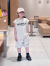 G.DUCKKIDS童裝兒童運動套裝男童夏裝2024新款中大童男孩無袖背心短褲兩件套 夏季米色 150 (建議身高140cm 12-13歲)cm 曬單實拍圖