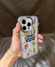 小莓介閃鉆鐳射比奇堡丑魚(yú)適用iPhone16promax殼鑲鉆邊框蘋(píng)果14promax趣味支架15p可愛(ài)13pro防摔16保護套 邊鉆星星紋-比奇堡丑魚(yú)（單殼） iPhone 16 Pro Max 曬單實(shí)拍圖