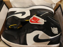 耐克NIKE男子休閑鞋喬丹AJ1 JORDAN1中幫運(yùn)動(dòng)鞋DQ8426-010黑白41 曬單實(shí)拍圖