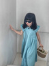 Dudant國際品牌女童夏裝連衣裙2025年新款公主裙休閑女大童連衣裙洋氣潮 湖藍(lán)色 130 cm 曬單實拍圖