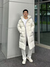 波司登（BOSIDENG）2025新款羽絨服男女同款過膝長款連帽90絨面包服外套 沙石米|8F06 XL 175/96A 體重約140-155斤 曬單實(shí)拍圖
