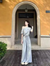 微光里韓系高級感露肩休閑套裝女夏季時尚寬松顯瘦短袖闊腿褲運動兩件套 韓系運動套裝灰色M碼80-110斤 曬單實拍圖