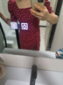 尚都比拉法式連衣裙女夏季方領(lǐng)堆堆袖復(fù)古波點抽褶開叉A字裙 紅底波點 S 曬單實拍圖