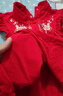 優(yōu)奇周歲女寶寶禮服夏季嬰兒夏裝衣服紅色旗袍連衣裙夏天抓周冠衣中式 曬單實(shí)拍圖