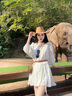 槿城法式白色長袖連衣裙子女早春2025新款小個子西北新疆旅游度假短裙 白色 S547W M 【45/55kg】 曬單實拍圖