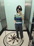 科蒙.博卡2025春夏新款萊賽爾條紋針織衫女圓領(lǐng)休閑開(kāi)衫長(zhǎng)袖薄上衣 深寶藍(lán) M 曬單實(shí)拍圖