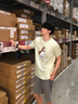 Hush Puppies【順滑絲光】暇步士男裝2025夏季新款經(jīng)典基礎款短袖圓領(lǐng)衫 蕁麻酒綠 L 曬單實(shí)拍圖