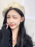 十竹韓版貝雷帽女新款春秋百搭顯臉小帽子羊毛蓓蕾帽保暖畫家帽報童帽 米色【不調(diào)頭型/舒適親膚】 曬單實拍圖