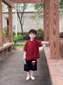 DOMIAMIAKIDS中國(guó)風(fēng)漢服套裝夏季兒童唐裝女童連衣裙子新中式男童短袖襯衫 紅色套裝男【送香包】 140 曬單實(shí)拍圖