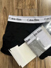 Calvin Klein內(nèi)衣男士三條裝ck提花腰邊低腰棉質(zhì)貼身防夾臀四角褲平角內(nèi)褲男 U2664998-太空黑/月光白/椰青灰 3條 M 曬單實(shí)拍圖