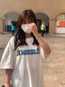 夏蓓朵運(yùn)動服套裝女夏裝2025新款初中高中學(xué)生寬松休閑短袖鹽系兩件套 Ymo熊#白色上衣+格子褲 L 【建議100-115斤】 曬單實拍圖