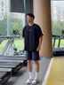 卡圖弛美式cleanfit斜切休閑短褲男夏季潮牌沖鋒褲薄款速干運(yùn)動(dòng)五分中褲 藏青色 XL 曬單實(shí)拍圖