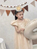 皮爾卡丹（pierre cardin）童裝兒童裙子夏季新款女童禮服花童婚禮小女孩蓬蓬裙主持人公主裙 香檳色 110 尺碼4~5歲【100-110cm】 曬單實(shí)拍圖
