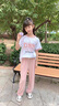 G.DUCKKIDS童裝女童夏裝套裝新款洋氣兒童運動套裝中大童夏季休閑女孩衣服 綠色 150 建議140-150cm11-12歲cm 曬單實拍圖