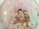 婕茵桐秘密基地小屋帳篷 兒童小帳篷室內家用女孩公主小房子帳篷禮物 四窗戶款粉色帳篷【PVC桿】 帳篷+星星燈 曬單實拍圖