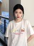 茯見 短袖t恤女2025夏季新款白色純棉寬松半袖美式印花設計百搭上衣 白色L碼【建議90-110斤】 曬單實拍圖