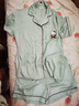 果殼（Gukoo）睡衣女夏季HelloKitty聯(lián)名新款簡約冰絲女家居服套裝 淺水綠  L  曬單實拍圖