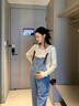 奶油兔孕婦套裝不勒肚子牛仔背帶褲上衣兩件套新款秋裝外穿潮媽減齡穿搭 牛仔背帶褲 XL 曬單實(shí)拍圖